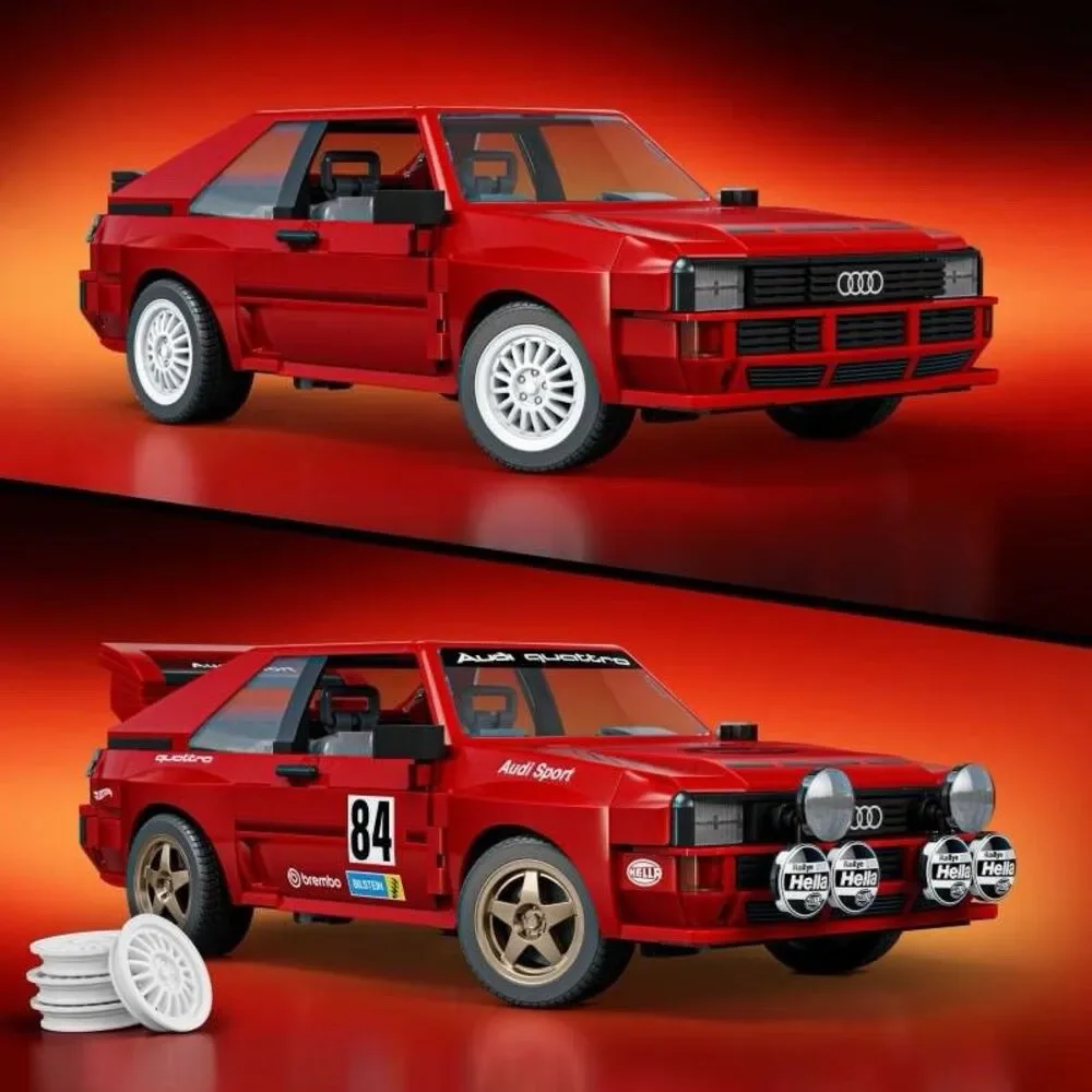Mattel Brick Shop Hot Wheels '84 Audi Sport Quattro 864pc Set 10+ Metal Parts